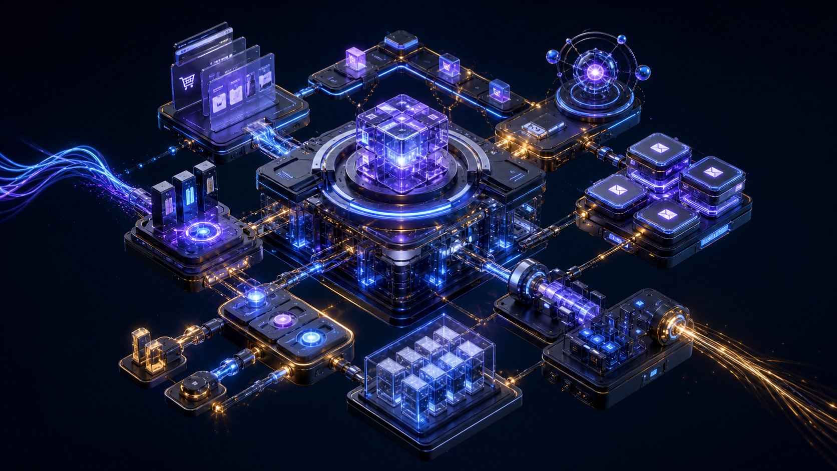 A connected growth engine with ecommerce, automation, and data modules.